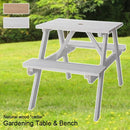 ガーデンテーブル ベンチ 椅子 木製 2人掛け用 パラソル穴付き ガーデニング 家具 テーブル 一体型 ブラウン ホワイト 白 おしゃれ ナチュラル 北欧 庭 屋外 【納期A】【azm-ods-91】