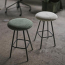 スツール 椅子 腰掛け シンプル コーデュロイ かわいい 北欧 おしゃれ 韓国風 デザイン 円形 ラウンド型 丸 インダストリアル グリーン 緑 グレー くすみカラー 【納期B】【azm-pc-15】