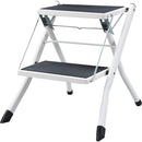 ステップ台 踏み台 折りたたみ 2段 白 ホワイト 赤 レッド 茶色 ブラウン スチール 金属 【納期B】【azm-pc-334】