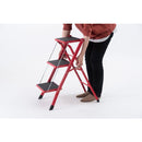 脚立 3段 ステップ台 おしゃれ スタイリッシュ ブラウン 茶色 レッド 赤 ホワイト 白 インテリア カジュアル 折り畳み 折りたたみ スリム 踏み台 ディスプレイ 【納期B】【azm-pc-344】