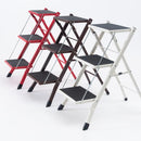 脚立 3段 ステップ台 おしゃれ スタイリッシュ ブラウン 茶色 レッド 赤 ホワイト 白 インテリア カジュアル 折り畳み 折りたたみ スリム 踏み台 ディスプレイ 【納期B】【azm-pc-344】