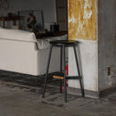 スツール カウンターチェア ハイスツール ダイニングチェアー 椅子 天然木 スチール 円座 丸形 背もたれなし 来客用 モダン シンプル おしゃれ ブラック 黒 【納期A】【azm-pc-972】