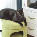 ペットハウス 猫 ねこ ネコ スツール 椅子 収納 脚つき インテリア デザイン 遊び場 ペット クッション付き かわいい おしゃれ ファブリック素材 丸型 円形 【納期B】【azm-pet-61】