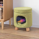 ペットハウス 猫 ねこ ネコ スツール 椅子 収納 脚つき インテリア デザイン 遊び場 ペット クッション付き かわいい おしゃれ ファブリック素材 丸型 円形 【納期B】【azm-pet-61】