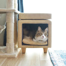 ペットハウス 猫 ねこ スツール 椅子 収納 脚つき インテリア 遊び場 ペット クッション付き かわいい おしゃれ ファブリック素材 【納期B】【azm-pet-62】