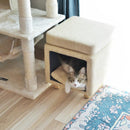 ペットハウス 猫 ねこ スツール 椅子 収納 脚つき インテリア 遊び場 ペット クッション付き かわいい おしゃれ ファブリック素材 【納期B】【azm-pet-62】