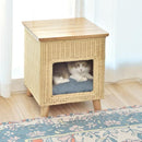 ペットハウス ネコ 猫 ねこ スツール 椅子 サイドテーブル 収納 脚付き インテリア カントリー デザイン ラタン素材 天然木製 遊び場 ペット クッション付き 【納期B】【azm-pet-63】