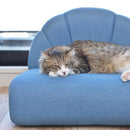 ペット用ソファ 猫 ネコ ねこ 小型犬 イヌ いぬ ミニサイズ ソファー シェル型 貝 モチーフ デニム風生地 おしゃれ インテリア カジュアル かわいい リビング 【納期A】【azm-pet-65】