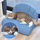 ペット用ソファ 猫 ネコ ねこ 小型犬 イヌ いぬ ミニサイズ ソファー シェル型 貝 モチーフ デニム風生地 おしゃれ インテリア カジュアル かわいい リビング 【納期A】【azm-pet-65】