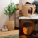 スツール 収納 ペットスツール ペットハウス キャットハウス 犬 猫 ネコ 座れる 椅子 プランターカバー 鉢入れ おもちゃ箱 収納ボックス 天然木 ラタン おしゃれ 【納期B】【azm-pet-66】