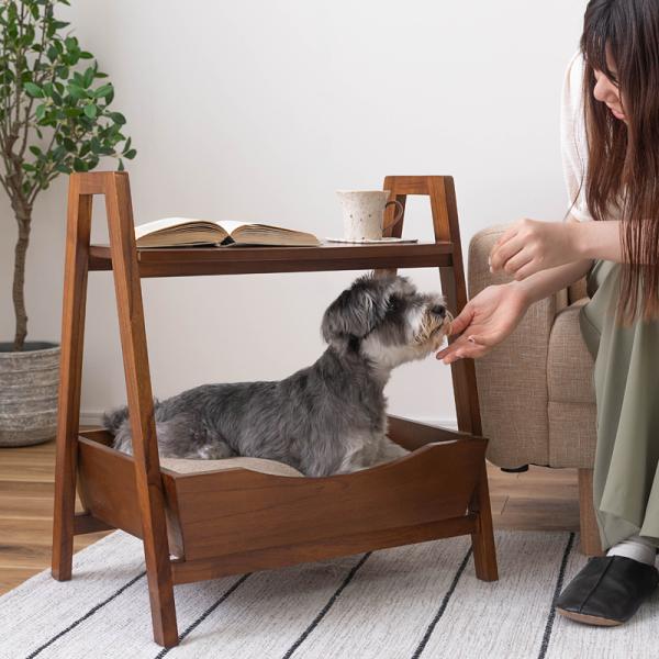 サイドテーブル ペットソファ クッション 犬 イヌ 猫 ネコ くつろぐ くつろぎ スペース かわいい おしゃれ ラック ミニテーブル 天然木製 北欧 家具調 机 棚 【納期B】【azm-pet-67】