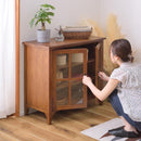 キャビネット 収納 ナチュラル 北欧モダン 木製 天然木 おしゃれ 和 モダン カントリー調 収納棚 ガラス 扉 食器棚 ミニ 小さい 小型 省スペース コンパクト 【納期A】【azm-pm-318】
