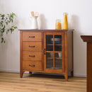キャビネット 収納 引き出し チェスト 4段 一体型 食器棚 ミニ 小さい 小型 ナチュラル 北欧モダン 和風 木製 天然木 おしゃれ カントリー調 収納棚 ガラス扉 【納期A】【azm-pm-320】