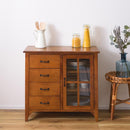 キャビネット 収納 引き出し チェスト 4段 一体型 食器棚 ミニ 小さい 小型 ナチュラル 北欧モダン 和風 木製 天然木 おしゃれ カントリー調 収納棚 ガラス扉 【納期A】【azm-pm-320】