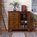 キャビネット 収納 引き出し チェスト 4段 一体型 食器棚 ミニ 小さい 小型 ナチュラル 北欧モダン 和風 木製 天然木 おしゃれ カントリー調 収納棚 ガラス扉 【納期A】【azm-pm-320】