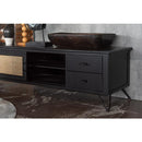 TVボード ロータイプ 150cm おしゃれ 引き出し付き 2杯 北欧 テレビボード テレビ台 TV台 収納 スライド ドア 扉 目隠し ローボード アジアン 棚 リゾート風 【納期A】【azm-pm-336】