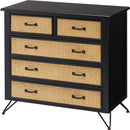 チェスト 4段 おしゃれ 引き出し 木製 天然ラタン 収納棚 タンス おしゃれ 韓国風 アジアン リゾート風 北欧 ナチュラル シンプル 幅80cm 脚付き 黒 ブラック 【納期A】【azm-pm-337】