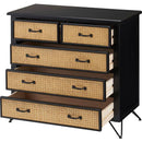 チェスト 4段 おしゃれ 引き出し 木製 天然ラタン 収納棚 タンス おしゃれ 韓国風 アジアン リゾート風 北欧 ナチュラル シンプル 幅80cm 脚付き 黒 ブラック 【納期A】【azm-pm-337】