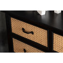 チェスト 4段 おしゃれ 引き出し 木製 天然ラタン 収納棚 タンス おしゃれ 韓国風 アジアン リゾート風 北欧 ナチュラル シンプル 幅80cm 脚付き 黒 ブラック 【納期A】【azm-pm-337】