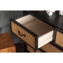 チェスト 4段 おしゃれ 引き出し 木製 天然ラタン 収納棚 タンス おしゃれ 韓国風 アジアン リゾート風 北欧 ナチュラル シンプル 幅80cm 脚付き 黒 ブラック 【納期A】【azm-pm-337】