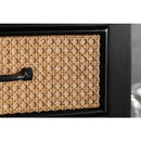 チェスト 4段 おしゃれ 引き出し 木製 天然ラタン 収納棚 タンス おしゃれ 韓国風 アジアン リゾート風 北欧 ナチュラル シンプル 幅80cm 脚付き 黒 ブラック 【納期A】【azm-pm-337】