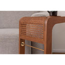 ガラステーブル サイドテーブル ソファサイド ガラス天板 木製 ラタン 籐 センターテーブル 韓国風 インテリア おしゃれ アジアン リゾート風 デザイン 南国 【納期A】【azm-pm-502】