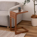 ガラステーブル サイドテーブル ソファサイド ガラス天板 木製 ラタン 籐 センターテーブル 韓国風 インテリア おしゃれ アジアン リゾート風 デザイン 南国 【納期A】【azm-pm-502】