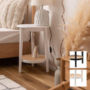 サイドテーブル 白 黒 ホワイト ブラック 棚付き 収納 ラック 2段 円形 丸型 ベッドサイド ソファ リビング ローテーブル 天板 丸テーブル おしゃれ 北欧 モダン 【納期A】【azm-pt-471】