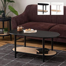 センターテーブル リビング ローテーブル 収納 ラック 棚板 白 ホワイト 黒 ブラック 天板 楕円形 おしゃれ 北欧 ナチュラル モダン インテリア アート デザイン 【納期B】【azm-pt-472】