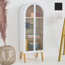 コレクションラック シェルフ ディスプレイ 収納 棚 おしゃれ かわいい モダン リビング 玄関 ガラス扉 ガラス板 棚板 可動棚 脚付き 白 ホワイト 黒 ブラック 【納期B】【azm-pt-621】