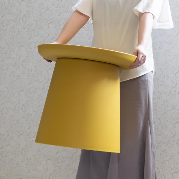 カフェテーブル ラウンドテーブル 直径50cm 円形 丸型 サイドテーブル リビング モダン おしゃれ アート スタイリッシュ インテリア 白 ホワイト イエロー 黄色 【納期A】【azm-pt-981】