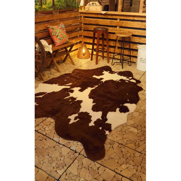 ラグ 牛柄 ウシ うし カウ cow 黒 ブラック 茶色 ブラウン おしゃれ ラグマット 床材 カーペット マット 玄関 リビング デザイン リアル インテリア アクセント 【納期B】【azm-rg-15】