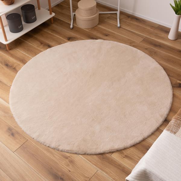 ラグ おしゃれ 円形 丸型 150cm サークル ラウンド ラグマット カーペット 敷き物 無地 ベージュ シンプル 合わせやすい インテリア シャギー 滑り止め 吸着 【納期B】【azm-rg-19】