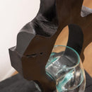 ガラスオブジェ おしゃれ テラリウム アクアリウム 水槽 熱帯魚 花瓶 プランター 木製 ガラス製 アート 置き物 インテリア ブラック 黒 装飾 コケリウム 個性的 【納期B】【azm-sly-31】