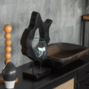 ガラスオブジェ おしゃれ テラリウム アクアリウム 水槽 熱帯魚 花瓶 プランター 木製 ガラス製 アート 置き物 インテリア ブラック 黒 装飾 コケリウム 個性的 【納期B】【azm-sly-31】