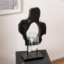 ガラスオブジェ おしゃれ テラリウム アクアリウム 水槽 熱帯魚 花瓶 プランター 木製 ガラス製 アート 置き物 インテリア ブラック 黒 装飾 コケリウム 個性的 【納期B】【azm-sly-31】