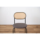 ダイニングチェア 椅子 おしゃれ 北欧 アジアン 肘掛けなし ナチュラル ラタン調 デザイン カントリー調 カフェ風 韓国風 脚 スチール 黒 座面 クッション性 【納期A】【azm-toe-125】