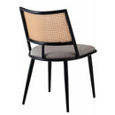 ダイニングチェアー 椅子 おしゃれ 北欧 アジアン 肘掛けなし 韓国風 脚 スチール 黒 座面 クッション性 ナチュラル ラタン調 デザイン カントリー調 カフェ風 【納期A】【azm-toe-126】