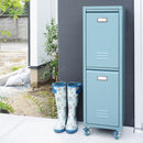 ゴミ箱 分別 ごみ箱 2段 スチール キャスター付き ロッカー風 おしゃれ インダストリアル 収納 ダストボックス ブラック 黒 グリーン 緑 【納期A】【azm-tpn-36】