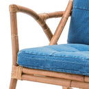 ロッキングチェア 北欧 おしゃれ 木製 屋外 屋内 庭先 テラス ベランダ デニム風生地 リビング 一人掛け ゆらゆら 揺れる 椅子 ラタン プライベートチェアー 【納期A】【azm-ttf-906】