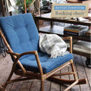 ロッキングチェア 北欧 おしゃれ 木製 屋外 屋内 庭先 テラス ベランダ デニム風生地 リビング 一人掛け ゆらゆら 揺れる 椅子 ラタン プライベートチェアー 【納期A】【azm-ttf-906】