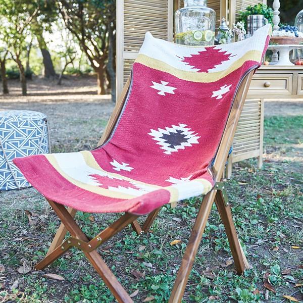 折りたたみチェア 椅子 アウトドア キャンプ 屋外 庭 ベランダ リビング キリム柄 【納期A】【azm-ttf-925】