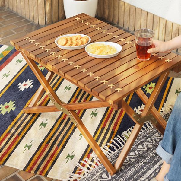 折りたたみテーブル アウトドア 屋外 キャンプ バーベキュー 簡易 折畳みテーブル 折り畳みテーブル 木製 天然木 ナチュラル ガーデニング 庭 テラス ベランダ 【納期B】【azm-ttf-929】
