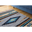 ラグ キリム柄 インド綿 130×90cm 長方形 ラグマット カーペット 絨毯 ネイティブ 民族柄 おしゃれ アメリカン カジュアル おしゃれ インテリア 玄関 リビング 【納期B】【azm-ttr-105a】