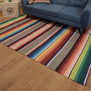 ラグ レインボー カラフル 虹色 長方形 ボーダー ストライプ 滑り止め コットン インド系 【納期B】【azm-ttr-136】