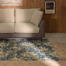 ラグ 190×130cm 長方形 かすれ調 アンティーク風 レトロ コットン インド綿 ラグマット カーペット 絨毯 マット 床材 敷物 青系 ブルー 【納期B】【azm-ttr-144】