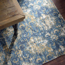 ラグ 190×130cm 長方形 かすれ調 アンティーク風 レトロ コットン インド綿 ラグマット カーペット 絨毯 マット 床材 敷物 青系 ブルー 【納期B】【azm-ttr-144】