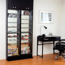 コレクションケース 薄型 大型 コレクションラック コレクション 棚 ガラス 扉 収納棚 壁面収納 フィギュアケース スリム 白 ホワイト ダークブラウン 茶色 黒系 【納期A】【clr-485】