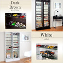 コレクションケース 薄型 大型 コレクションラック コレクション 棚 ガラス 扉 収納棚 壁面収納 フィギュアケース スリム 白 ホワイト ダークブラウン 茶色 黒系 【納期A】【clr-485】