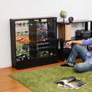 コレクションケース 薄型 コレクションラック ロータイプ 収納棚 ガラス 扉 壁面 フィギュアケース 人形 ローボード 白 ホワイト ダークブラウン 茶色 黒系 【納期A】【clr-900】